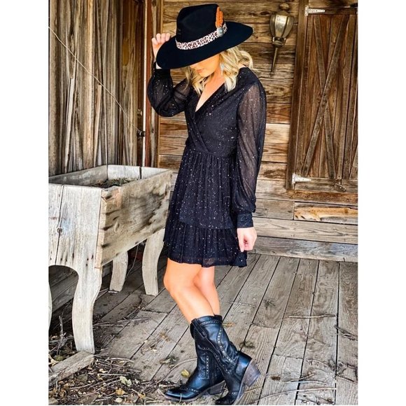 NWT Sexy Black Split Bust Swiss Dot H&M High Low Midi Tiered Halter Dress - Picture 10 of 10